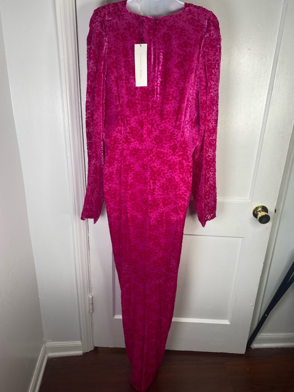 Veronica Beard NWT Ruthie Magenta  Velvet Long-Sleeve  Gown - Picture 8 of 12